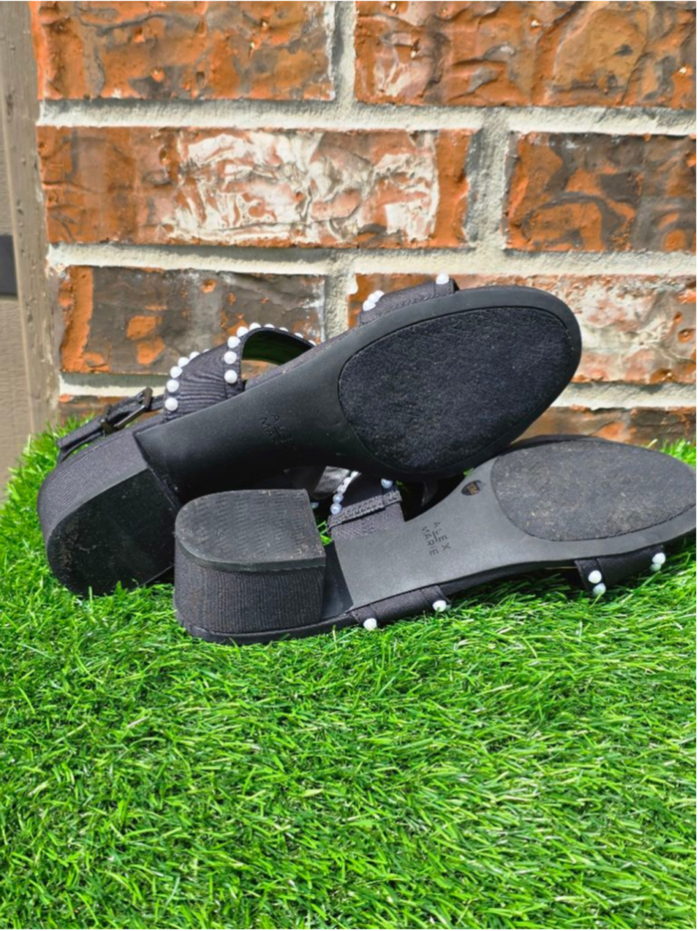 ALEX MARIE Black Pearl Embellished Sandals Women's Size 10 - Picture 5 of 7
